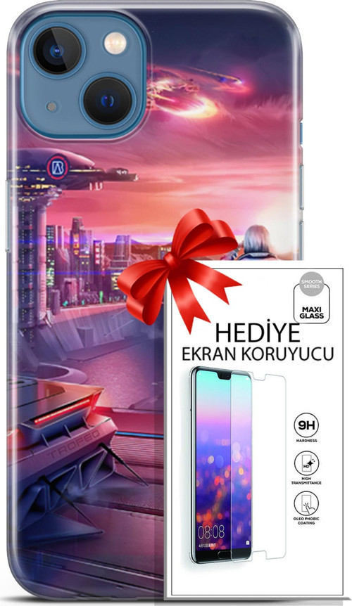Apple İphone 13 Kılıf Orijinal Seri Cyberpunk 13 Dünya Dışı Case Kapak Ekran Koruyucu