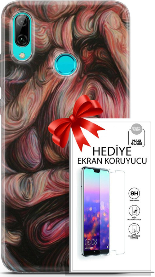 Huawei P Smart 2019 Kılıf Orijinal Seri Soul 27 Dağılmış Surat Lazer Kesim Silikon Ekran Koruyucu