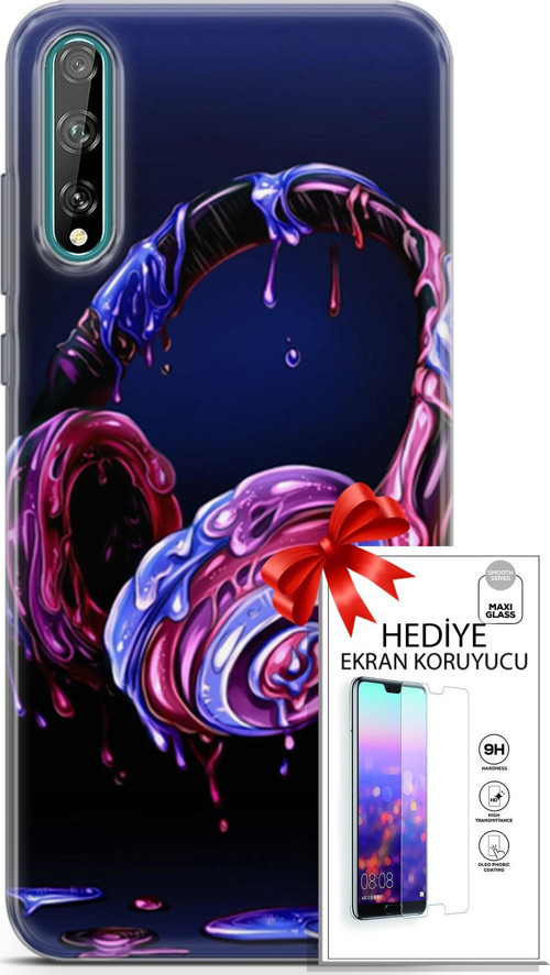 Huawei P Smart S 2020 Kılıf Orijinal Seri Cardano 14 Kulaklık Cover Kılıf + Ön Ekran Koruyucu