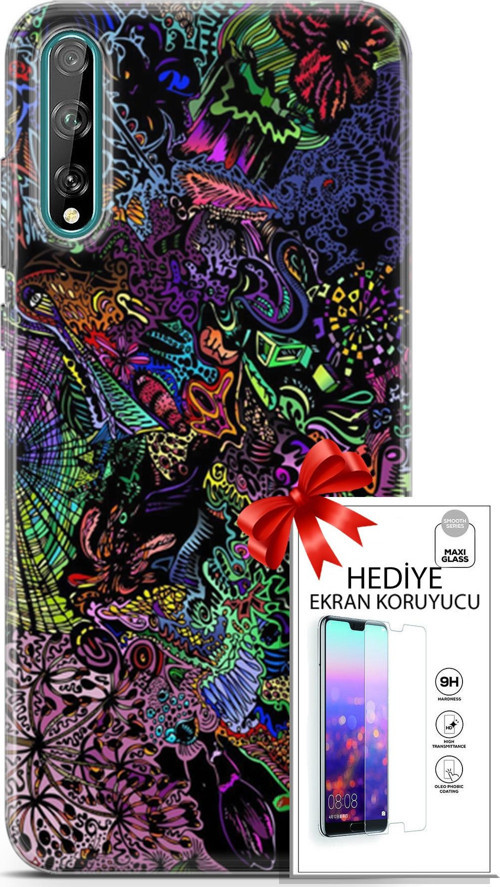 Huawei P Smart S 2020 Kılıf Orijinal Seri Cardano 03 Karışık Renkler Arka Kapak + Ekran Koruyucu