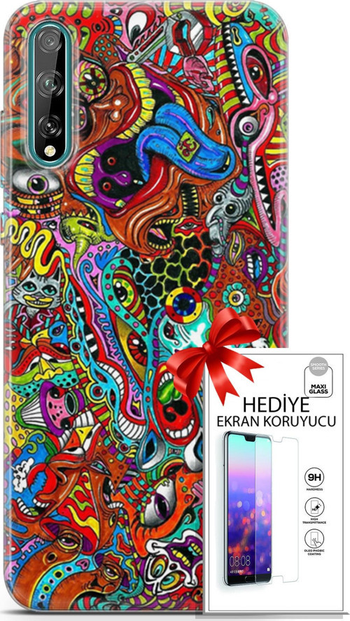 Huawei P Smart S 2020 Kılıf Orijinal Seri Cardano 02 Grafitti Kapak Ve Ekran Koruyucu