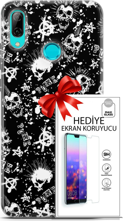 Huawei P Smart 2019 Kılıf Orijinal Seri Punky 23 Çarşı Punk Telefon Kabı Ve Ekran Koruyucu