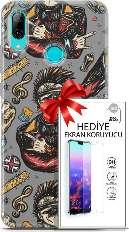 Huawei P Smart 2019 Kılıf Orijinal Seri Punky 24 Heavy Metal Darbe Emici Kılıf + Ekran Koruyucu