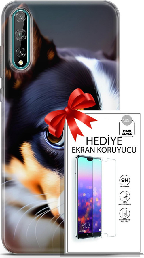 Huawei P Smart S 2020 Kılıf Orijinal Seri Dogs 11 İsviçre Bernese 4K Baskılı Kılıf + Ekran Koruyucu