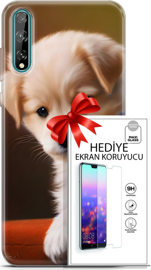 Huawei P Smart S 2020 Kılıf Orijinal Seri Dogs 15 Kaniş Yavru Kalın Silikon + Ekran Koruyucu