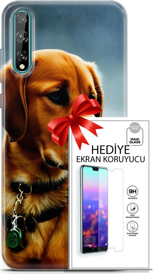 Huawei P Smart S 2020 Kılıf Orijinal Seri Dogs 04 Labrador Silikon Kılıf + Ekran Koruyucu Full Koruma