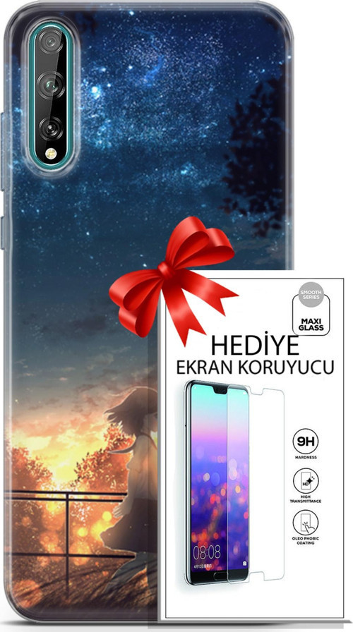 Huawei P Smart S 2020 Kılıf Orijinal Seri Fantasy 21 Anime Yıldızlar Darbe Önleyici Kapak + Ön Ekran Koruyucu