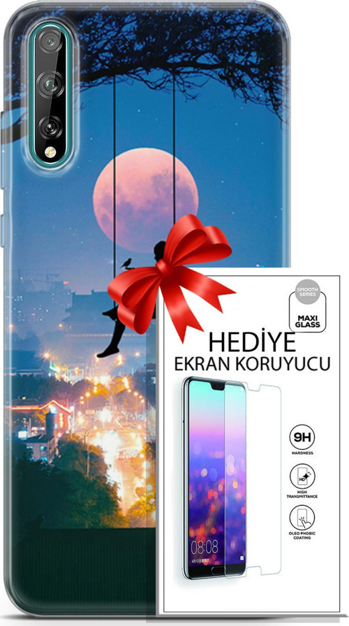 Huawei P Smart S 2020 Kılıf Orijinal Seri Fantasy 30 Ay Salıncak Kenarları Şeffaf Kapak Ve Ekran Koruyucu