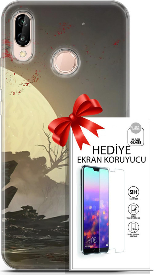Huawei P20 Lite Kılıf Orijinal Seri Fantasy 29 Anime Savaşçı Leke Tutmaz Kapak + Ekran Koruyucu