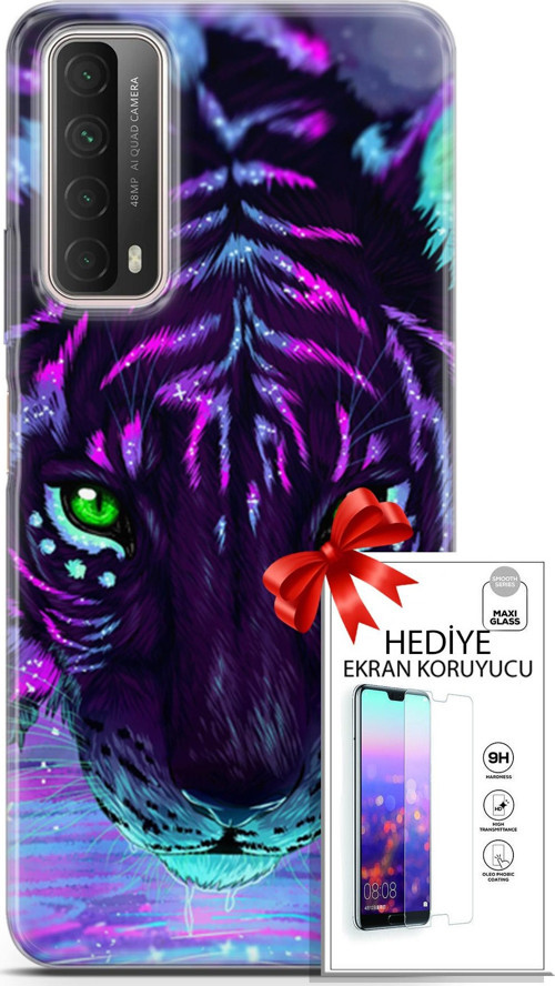 Huawei P Smart 2021 Kılıf Orijinal Seri Algorand 16 Pembe Neon Hediyelik Kılıf Ve Ekran Koruyucu