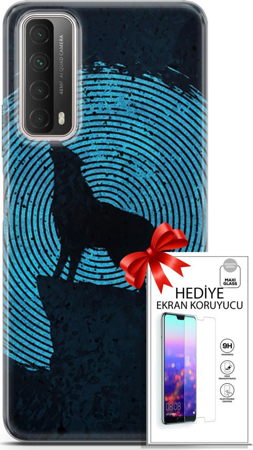 Huawei P Smart 2021 Kılıf Orijinal Seri Algorand 05 Parmak İzi Kurt Koruma Kılıfı + Ekran Koruyucu