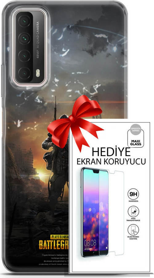 Huawei P Smart 2021 Kılıf Orijinal Seri Pubg 23 Playerunknown'S Telefon Kabı Ve Ekran Koruyucu