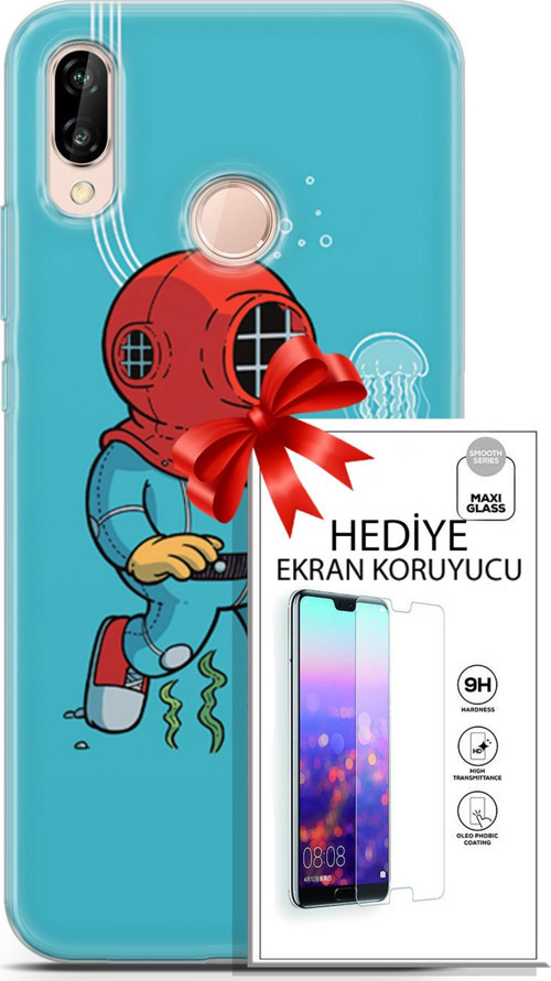 Huawei P20 Lite Kılıf Orijinal Seri Neo 08 Batman Dc Baskılı Kılıf + Ekran Koruyucu