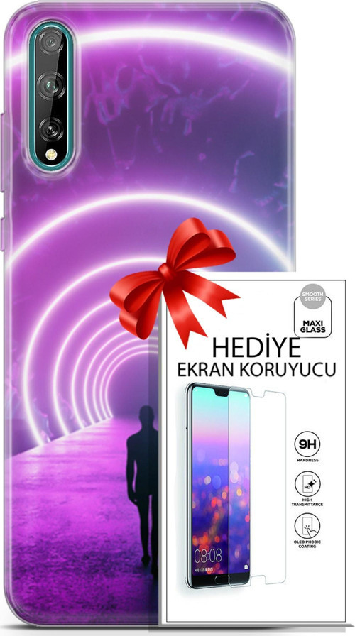 Huawei P Smart S 2020 Kılıf Orijinal Seri Cyberpunk 26 Daire Neon Soft Kapak + Ekran Koruyucu