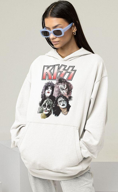 Kiss Rock Metal Müzik Grubu Baskılı Unisex Oversize Hoodie