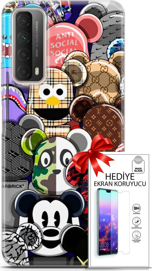 Huawei P Smart 2021 Kılıf Orijinal Seri Bounce 14 Ana Lowe Cover Kılıf + Ön Ekran Koruyucu