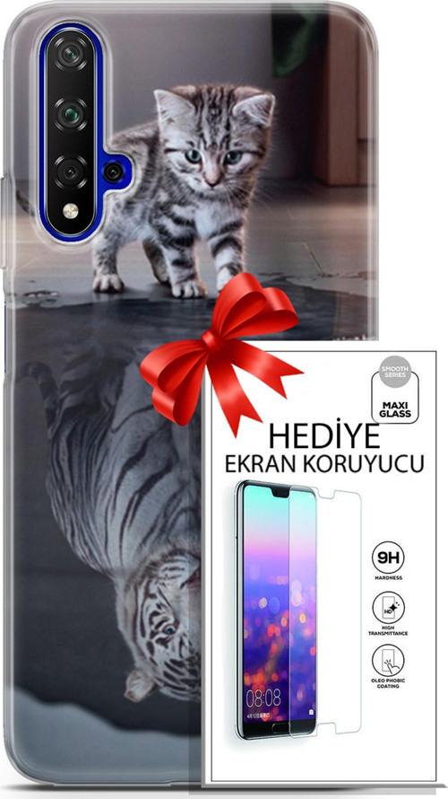 Huawei Nova 5T Kılıf Orijinal Seri Scotish-British 15 Yavru British Kalın Silikon + Ekran Koruyucu