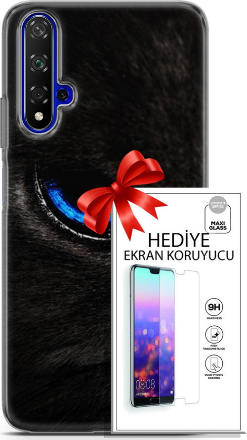 Huawei Nova 5T Kılıf Orijinal Seri Scotish-British 25 Maine Coon Soyulmayan Kılıf + Ekran Koruyucu F