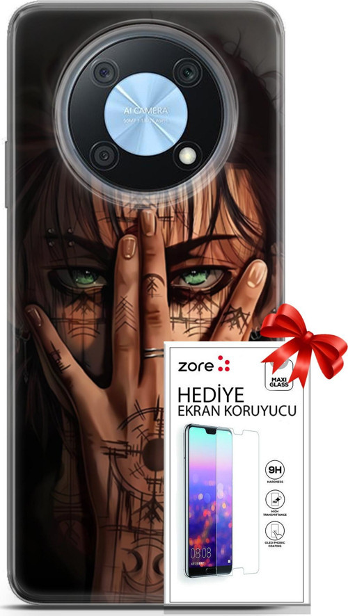 Huawei Nova Y90 Kılıf Orijinal Seri Supers 22 Eren Yeager Kap + Ekran Koruyucu