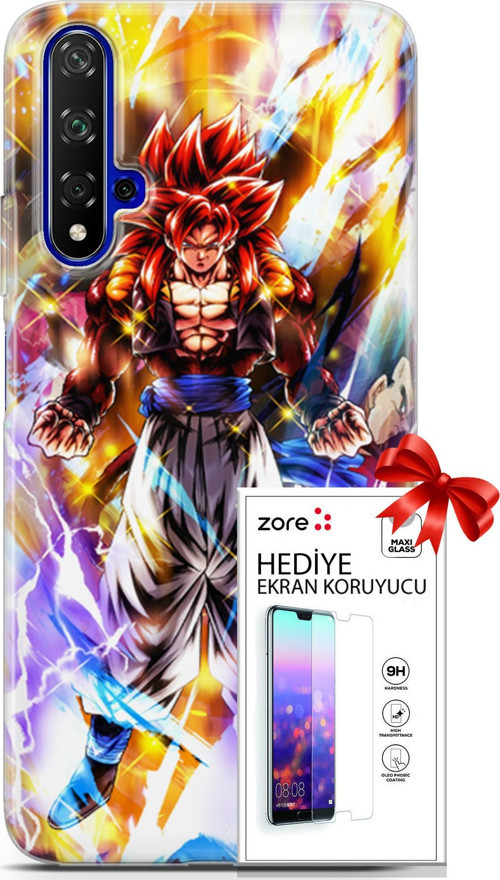 Huawei Nova 5T Kılıf Orijinal Seri Supers 24 Goku Wallpaper Darbe Emici Kılıf + Ekran Koruyucu