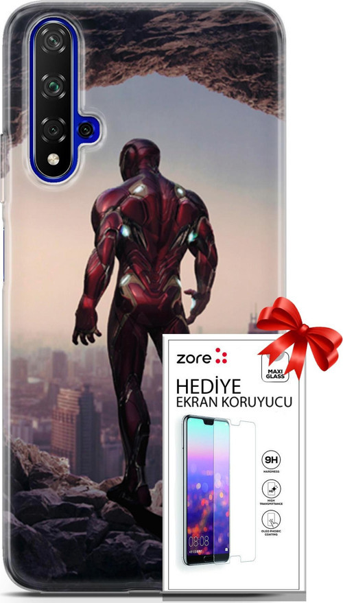 Huawei Nova 5T Kılıf Orijinal Seri Supers 02 Iron Man Kapak Ve Ekran Koruyucu