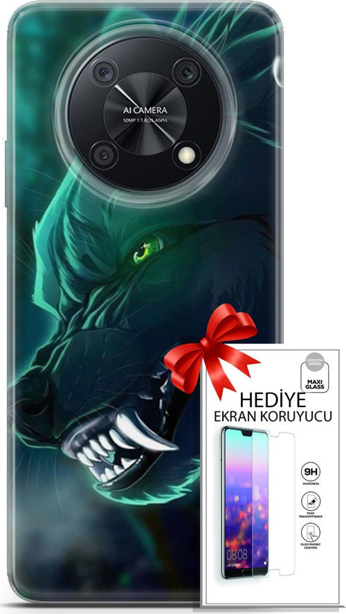 Huawei Nova Y90 Kılıf Orijinal Seri Cardano 17 Vahşi Kurt Yumuşak Kılıf + Ekran Koruyucu
