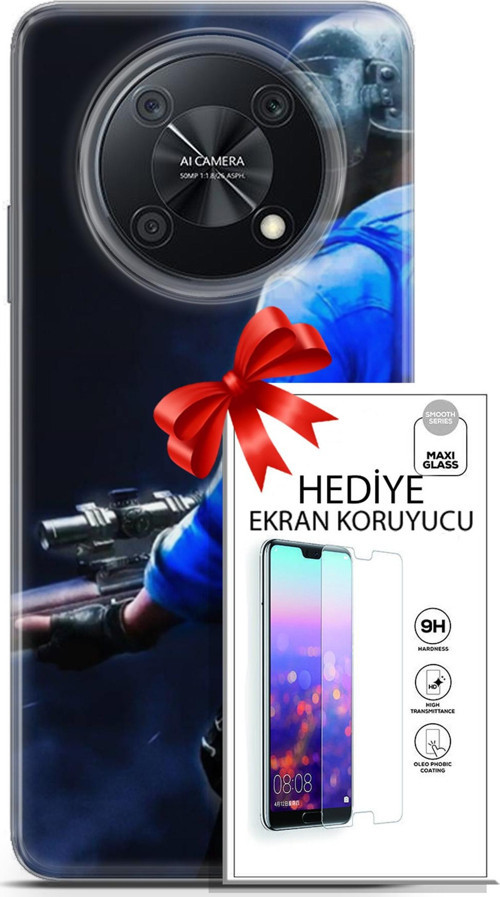 Huawei Nova Y90 Kılıf Orijinal Seri Pubg 12 Mavi Gömlekli Tasarım Kılıf + Ekran Koruyucu