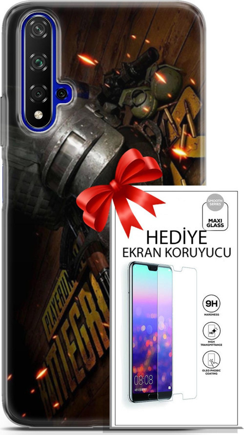 Huawei Nova 5T Kılıf Orijinal Seri Pubg 18 Tabela Parlak Kılıf + Ekran Koruyucu Full Korumaketi