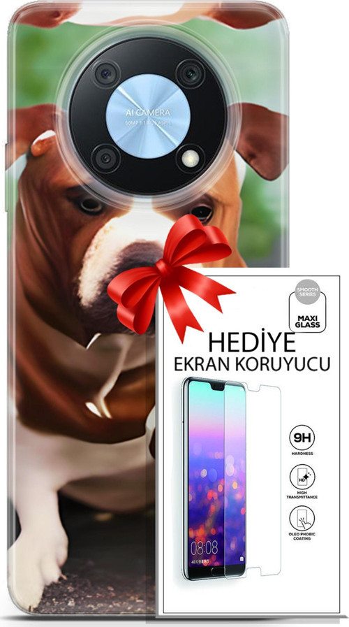 Huawei Nova Y90 Kılıf Orijinal Seri Dogs 29 American Staffordshire Leke Tutmaz Kapak + Ekran Koruyucu