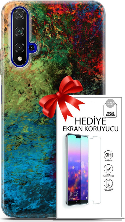 Huawei Nova 5T Kılıf Orijinal Seri Nature 16 Tuval Hediyelik Kılıf Ve Ekran Koruyucu