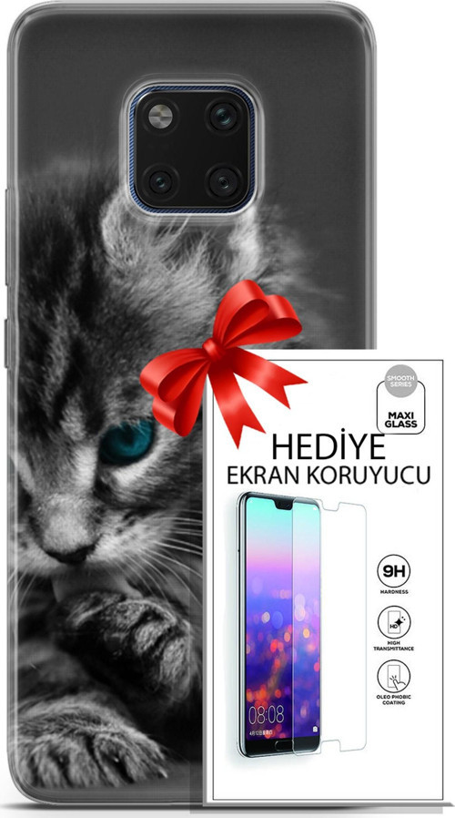 Huawei Mate 20 Pro Kılıf Orijinal Seri Scotish-British 19 Mavi Gözlü Ragdoll Tam Koruma Kılıf + Ekran Koruyucu