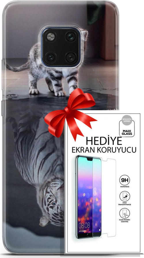 Huawei Mate 20 Pro Kılıf Orijinal Seri Scotish-British 15 Yavru British Kalın Silikon + Ekran Koruyucu