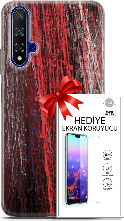 Huawei Nova 5T Kılıf Orijinal Seri Nature 22 İzler Kap + Ekran Koruyucu