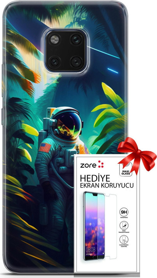 Huawei Mate 20 Pro Kılıf Orijinal Seri Supers 10 Astronot Full Hd Kılıf + Ekran Koruyucu