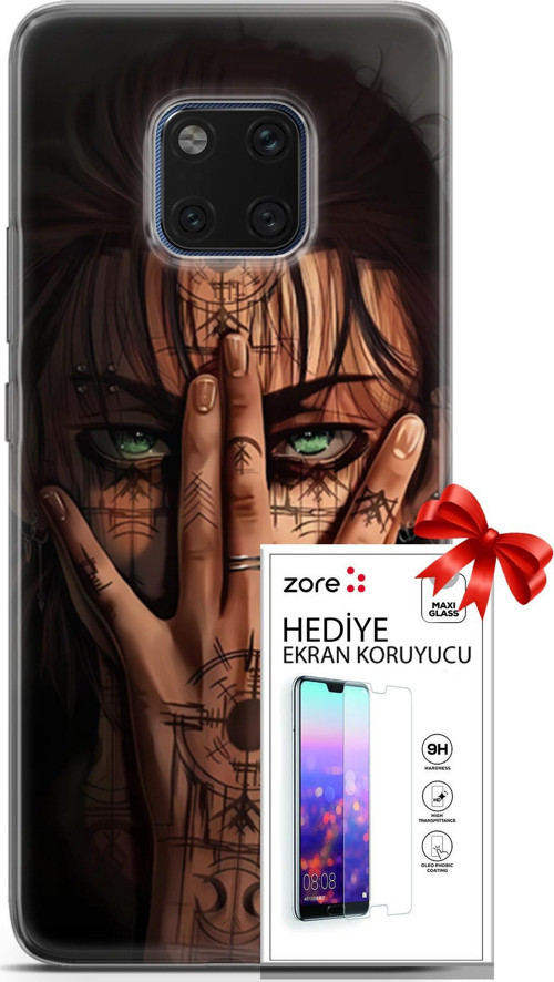 Huawei Mate 20 Pro Kılıf Orijinal Seri Supers 22 Eren Yeager Kap + Ekran Koruyucu