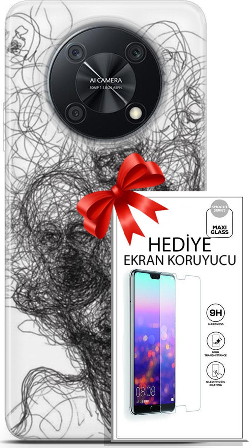 Huawei Nova Y90 Kılıf Orijinal Seri Soul 25 Kurşunkalem Soyulmayan Kılıf + Ekran Koruyucu Full Koruma