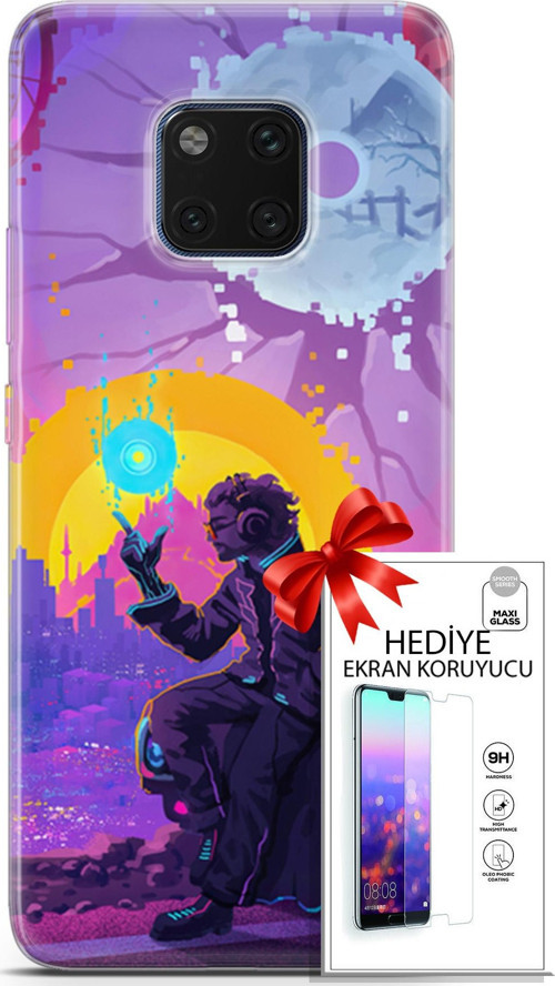 Huawei Mate 20 Pro Kılıf Orijinal Seri Cardano 25 Araba Soyulmayan Kılıf + Ekran Koruyucu Full Koruma