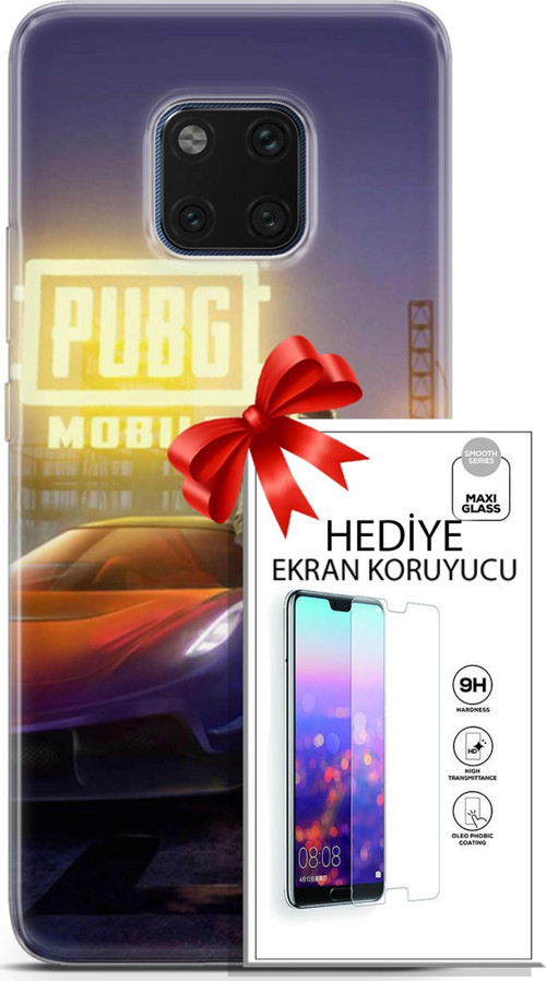 Huawei Mate 20 Pro Kılıf Orijinal Seri Pubg 17 Arabalı Yumuşak Kılıf + Ekran Koruyucu