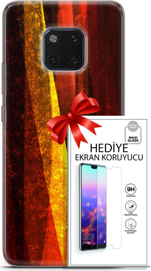 Huawei Mate 20 Pro Kılıf Orijinal Seri Nature 17 Sarı Katman Yumuşak Kılıf + Ekran Koruyucu