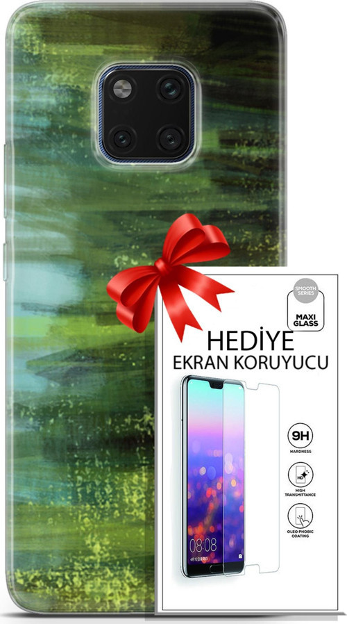 Huawei Mate 20 Pro Kılıf Orijinal Seri Nature 21 Çalılar Darbe Önleyici Kapak + Ön Ekran Koruyucu