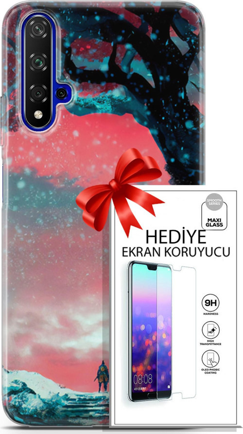 Huawei Nova 5T Kılıf Orijinal Seri Neo 01 Bıçaklı Joker Telefon Kılıfı + Ekran Koruyucu