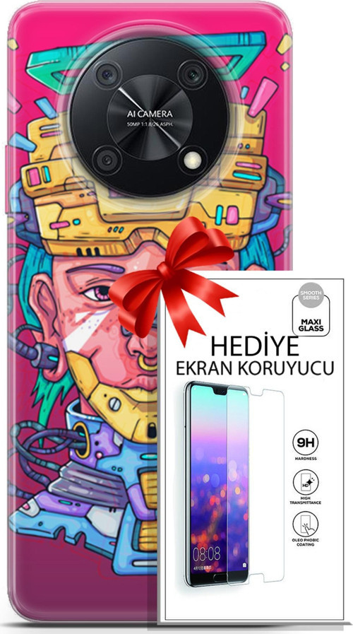Huawei Nova Y90 Kılıf Orijinal Seri Punky 02 Robotica Kapak Ve Ekran Koruyucu