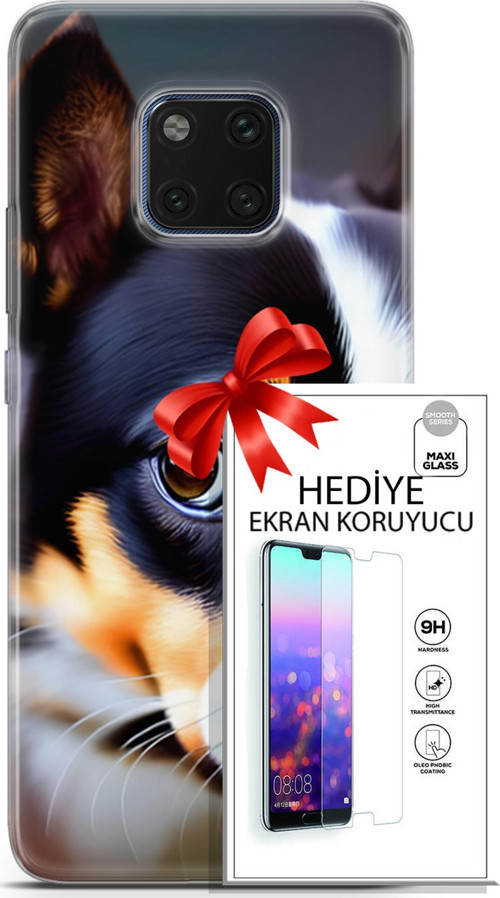 Huawei Mate 20 Pro Kılıf Orijinal Seri Dogs 11 İsviçre Bernese 4K Baskılı Kılıf + Ekran Koruyucu Ful