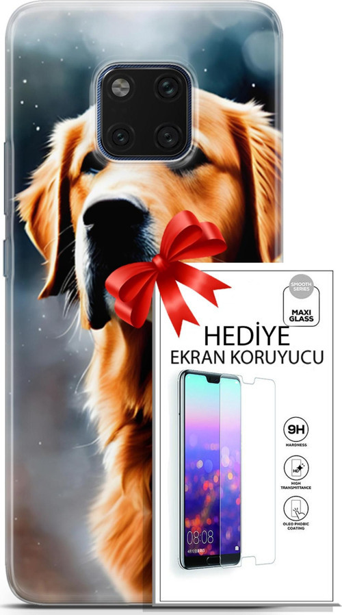 Huawei Mate 20 Pro Kılıf Orijinal Seri Dogs 16 Golden Retriever Hediyelik Kılıf Ve Ekran Koruyucu