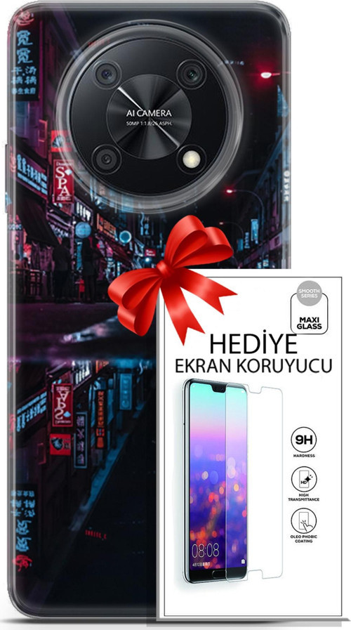 Huawei Nova Y90 Kılıf Orijinal Seri Cyberpunk 24 Spa Darbe Emici Kılıf + Ekran Koruyucu