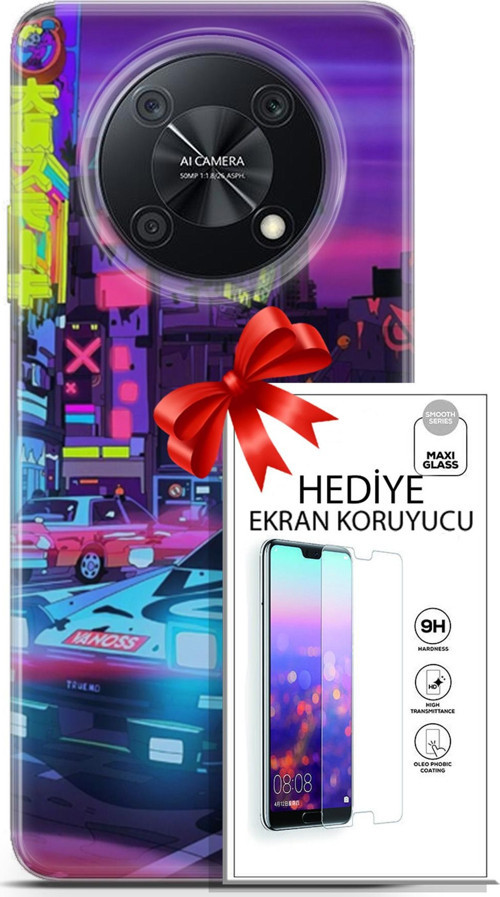 Huawei Nova Y90 Kılıf Orijinal Seri Cyberpunk 28 Gaming Vg İz Bırakmayan Kılıf + Ön Ekran Koruyucu