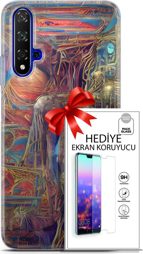 Huawei Nova 5T Kılıf Orijinal Seri Cyberpunk 18 Parapsikoloji Parlak Kılıf + Ekran Koruyucu Full Koruma
