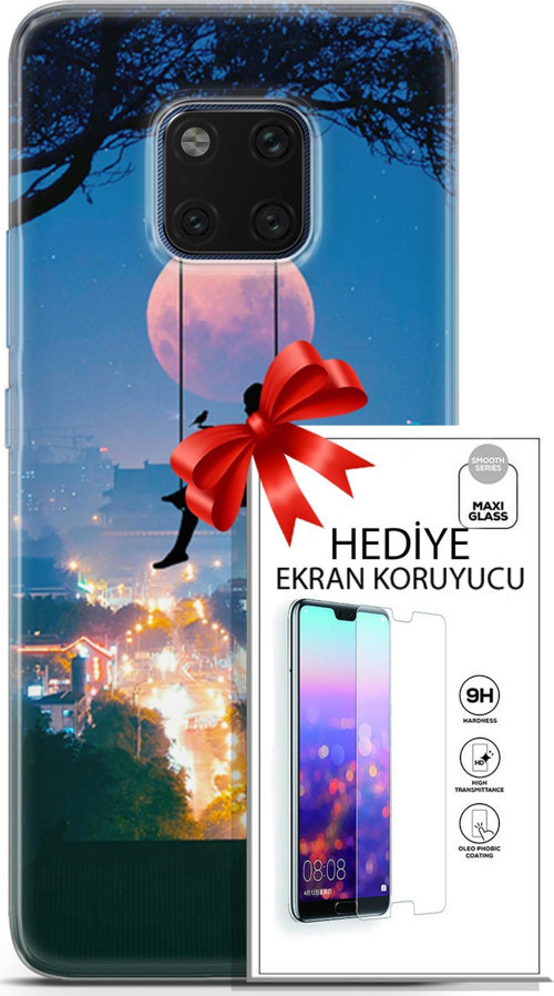 Huawei Mate 20 Pro Kılıf Orijinal Seri Fantasy 30 Ay Salıncak Kenarları Şeffaf Kapak Ve Ekran Koruyucu