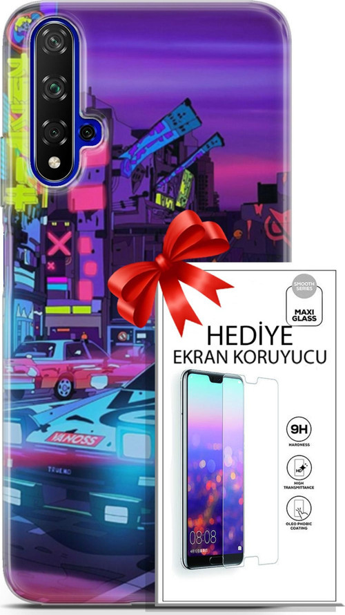 Huawei Nova 5T Kılıf Orijinal Seri Cyberpunk 28 Gaming Vg İz Bırakmayan Kılıf + Ön Ekran Koruyucu