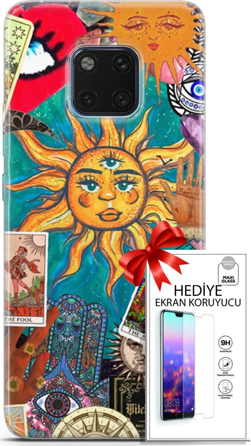 Huawei Mate 20 Pro Kılıf Orijinal Seri Bounce 08 Elodie Edwards Baskılı Kılıf + Ekran Koruyucu